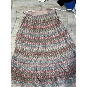 Lapis Boho Crochet Lace Maxi Skirt Tiered Ruffle Trim Sz Large Multicolor Lined